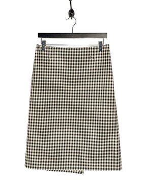 Miu Miu 2022 Black Ivory Gingham Check Pencil Skirt